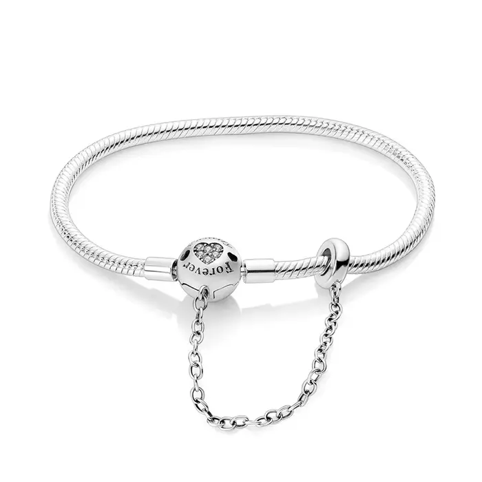 Bracelet de sécurité de luxe en argent sterling 925, compatible avec les breloques DIY, perles, bijo