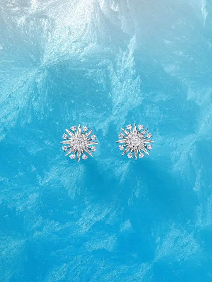 Boucles d'oreilles étoile à huit branches de Style européen et américain, en Zircon, en argent Sterl