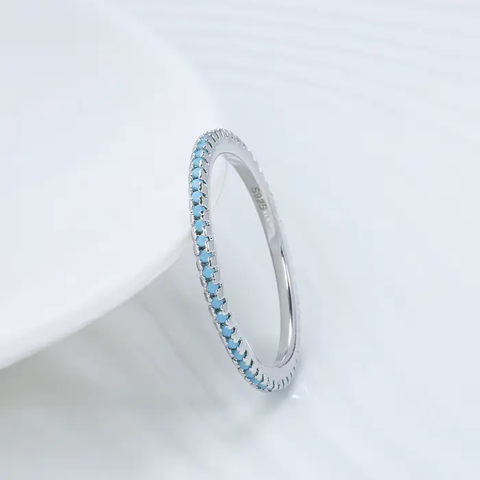 Kinel tibétain argent classique exquis cercle Turquoise charme empilable bague pour les femmes à la mode bijoux fins