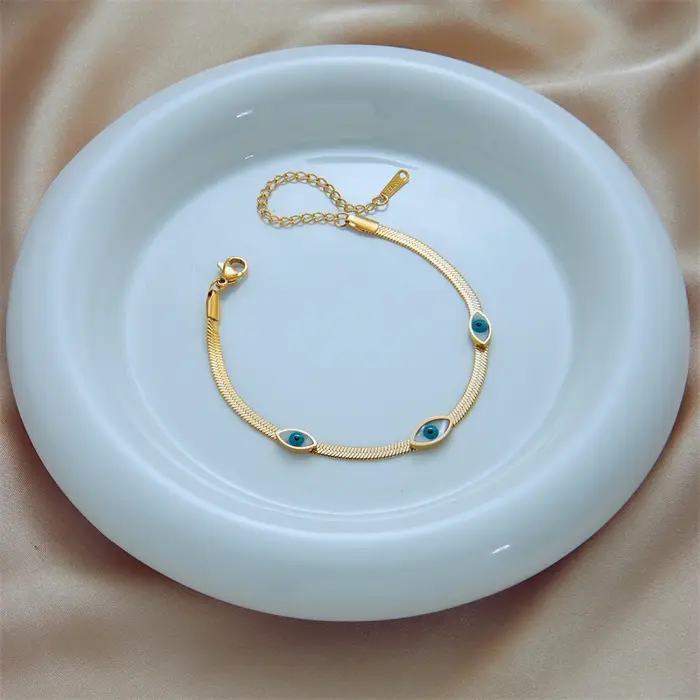 DIEYURO – Bracelet à breloques œil bleu en acier inoxydable 316L