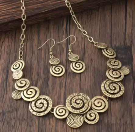 Ensemble de bijoux pour femmes, Design Original, boucles d'oreilles géométriques filetées, collier, 