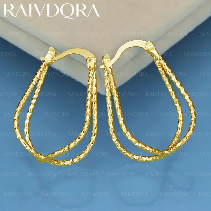 Boucles d'oreilles à nœuds en chaîne plaquée or 18 carats pour femmes, bijoux de charme à la mode, a