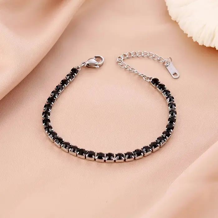 Bracelet en acier inoxydable pour femmes, réglable, style tennis, luxe, zircone, cadeau pour petite 