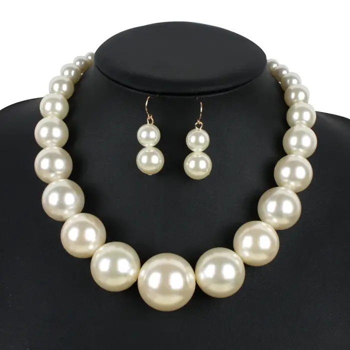 Collier et boucles d'oreilles en perles pour femmes et filles