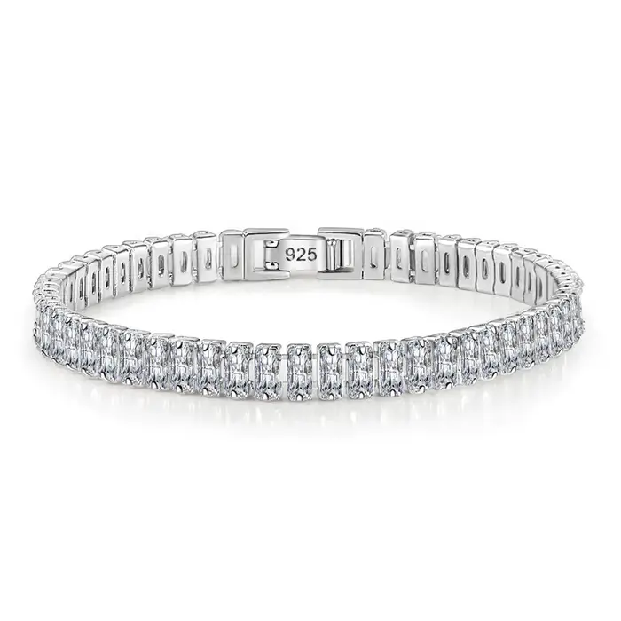 Buyee 925 Bracelet femme en argent Sterling pour femmes cristal blanc mode mariage bijoux fins Brace