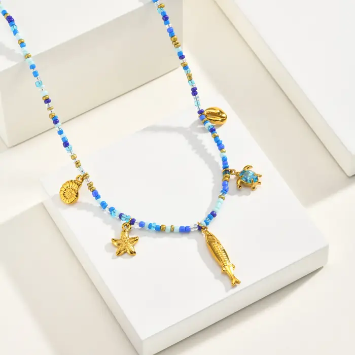 Collier ras du cou en perles de rocaille