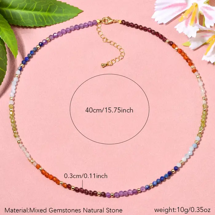 Collier bohème 3mm pierre naturelle grenat Agate rouge Citrine péridot aigue-marine Lapis améthyste 