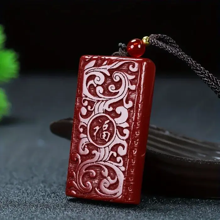 Collier Pendentif Porte-Bonheur pour Homme et Femme, Graveur Double Face, Cinnabre, Icious, Original