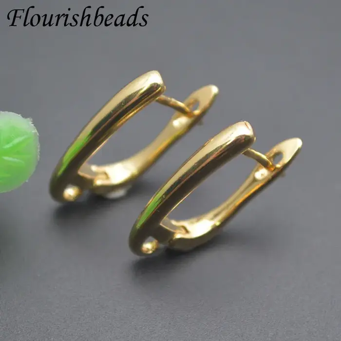 Boucles d'Oreilles Lisses Anti-Décoloration en Or 18k, Crochets Brillants pour Femmes, Bricolage, Ma