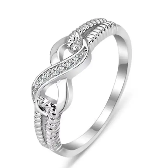 Bagues rondes en forme de figure 8 pour femmes et filles, matiques de promesse, bijoux de mariage él