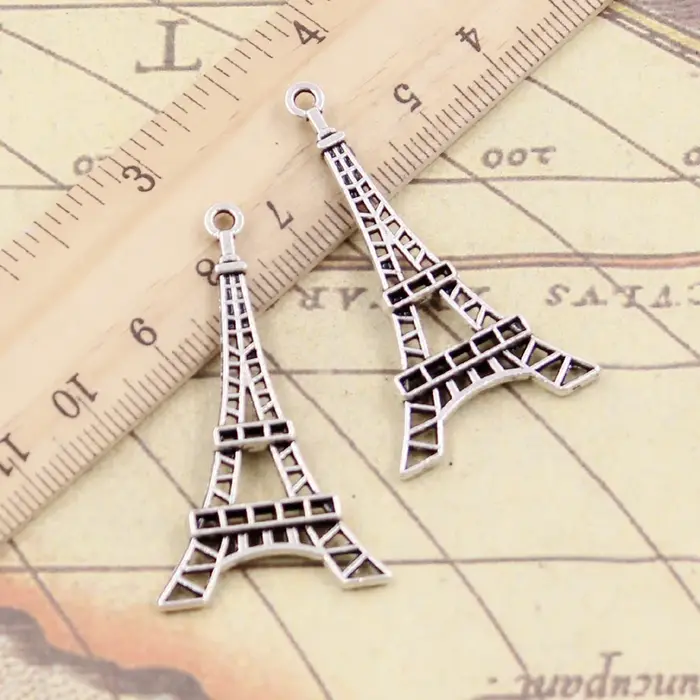 10 pièces breloques tour Eiffel Paris 44x24mm tibétain Bronze argent couleur pendentifs Antique fabrication de bijoux bricolage artisanat fait à la main