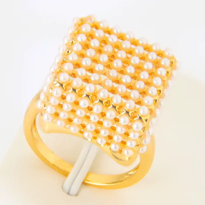 Magnifiques bagues de Cocktail en perles italiennes plaquées or 21 carats, zircone brésilienne, bijo