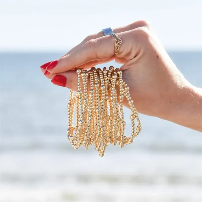 Vlen Bracelets pour femme chaîne de perles étanche plaqué or 18 carats Bracelet d'accent bijoux minimalistes 3mm et 5mm