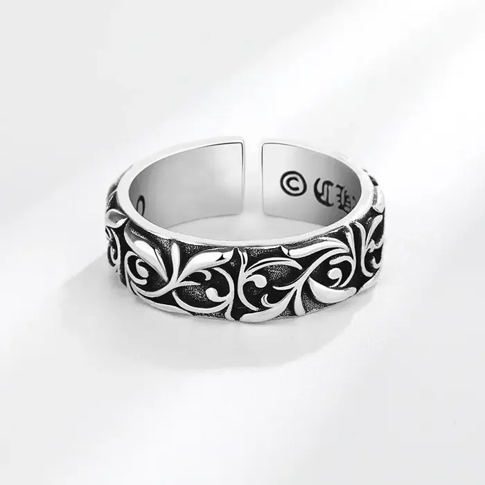 Bague de vigne éternelle rétro couleur argent Punk gothique Vintage