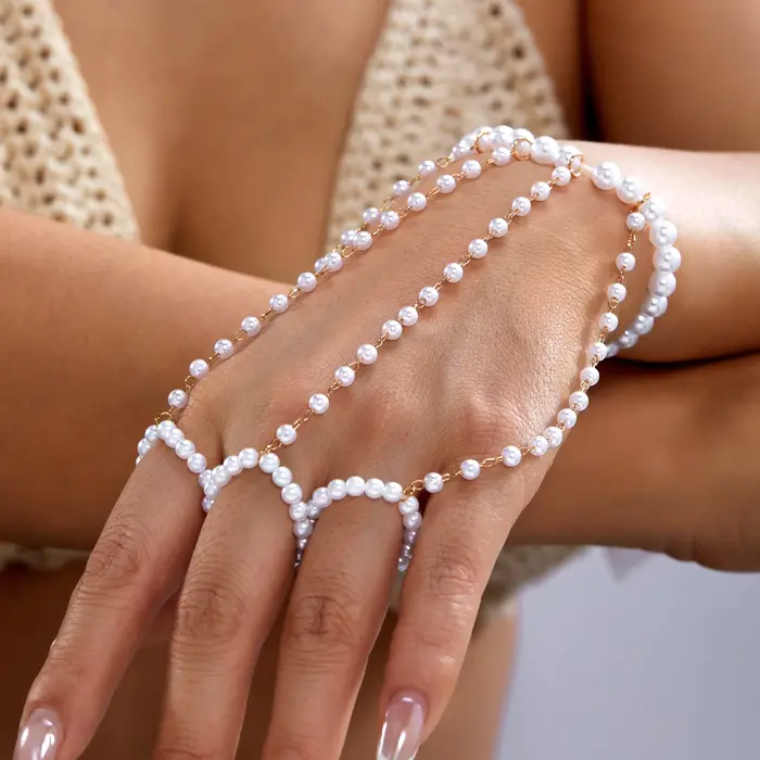 Bracelets de doigt en perles d'imitation tendance pour femmes