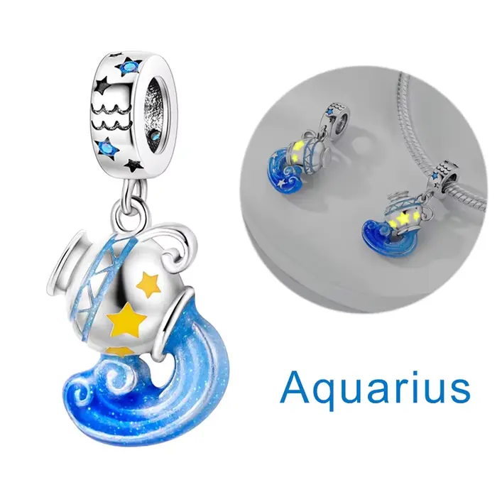 Pendentif en argent 925 pour femme, 12 signes du zodiaque, breloques Constellation, convient au brac