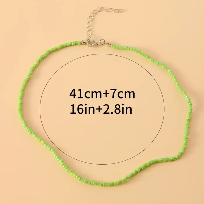 7 pièces/ensembles Collier de perles colorées fait main tendance pour femmes et filles