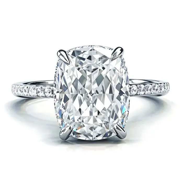 Bague en diamant Mozzarella rectangulaire de 4 carats pour femme, bague de fiançailles en argent 925