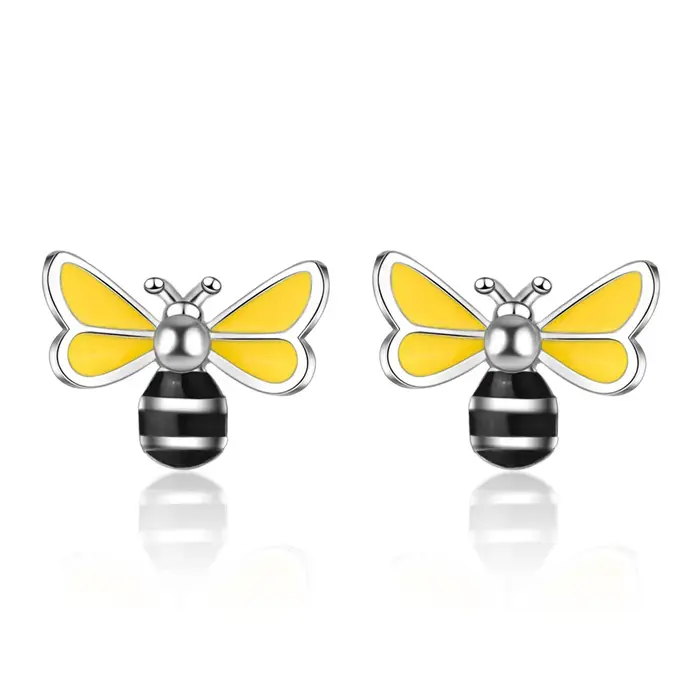 Buyee 925 en argent Sterling femme boucle d'oreille belle abeille boucle d'oreille pour les femmes m