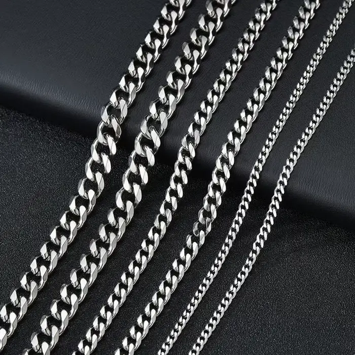 Collier classique pour hommes et femmes, largeur 3 à 7 MM, Long collier en acier inoxydable, chaîne,