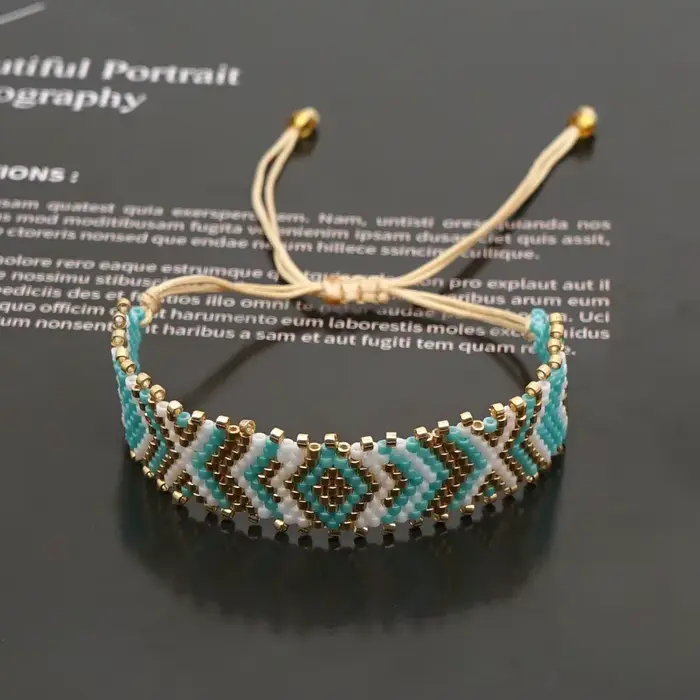 Bracelet de perles de riz tricot à la main vague graphique mode perlée géométrie Simple bohême femme mâle