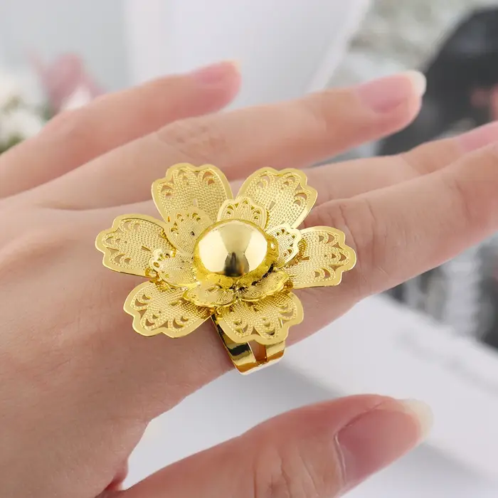 Indien dubaï luxe 24k plaqué or boucles d'oreilles collier bague bracelet ensemble de bijoux pour les femmes amérique