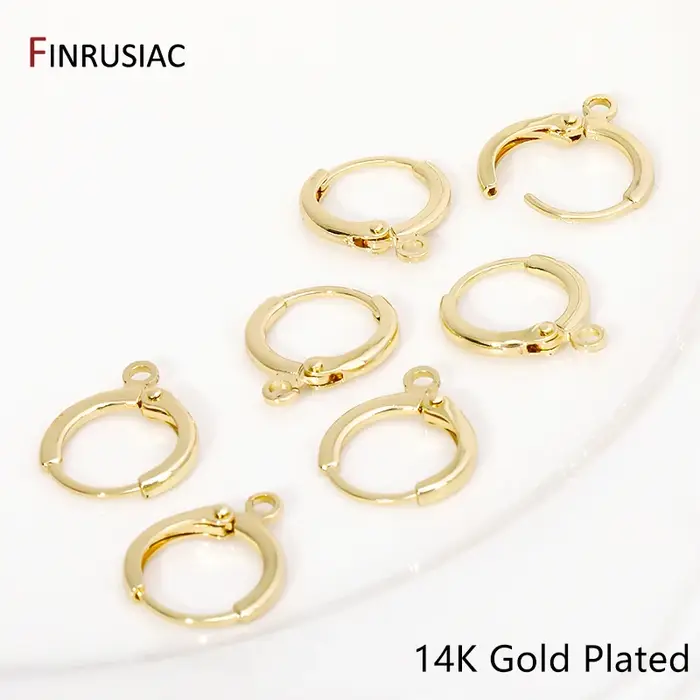 Boucle d'oreille à levier français en laiton plaqué or 14/18K, crochet rond, fil d'oreille pour bric