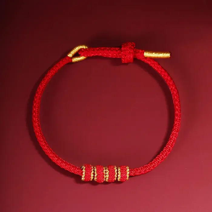Bracelet en ULrouge tressée à la main, perles de bricolage semi-finies, bracelets porte-bonheur tiss