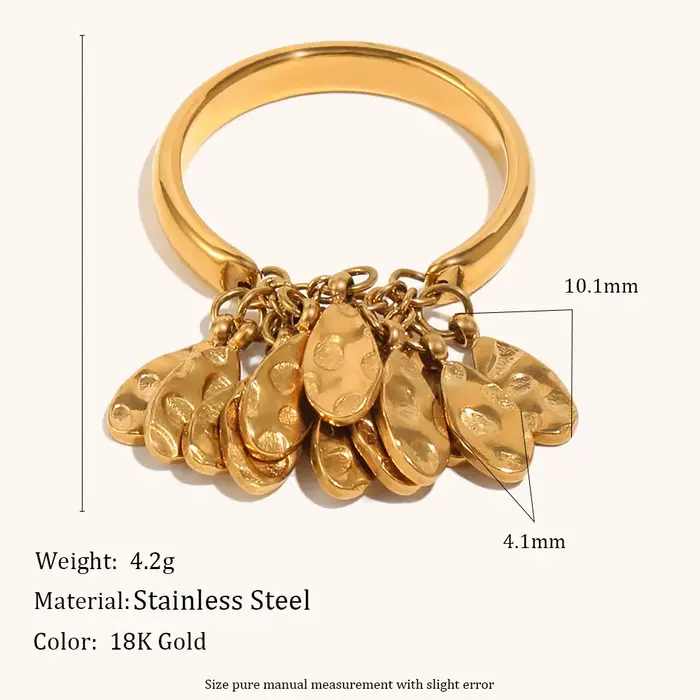 La. Bague pour femme en acier inoxydable avec pendentif en forme de flocon texturé Muses Punch, plaq
