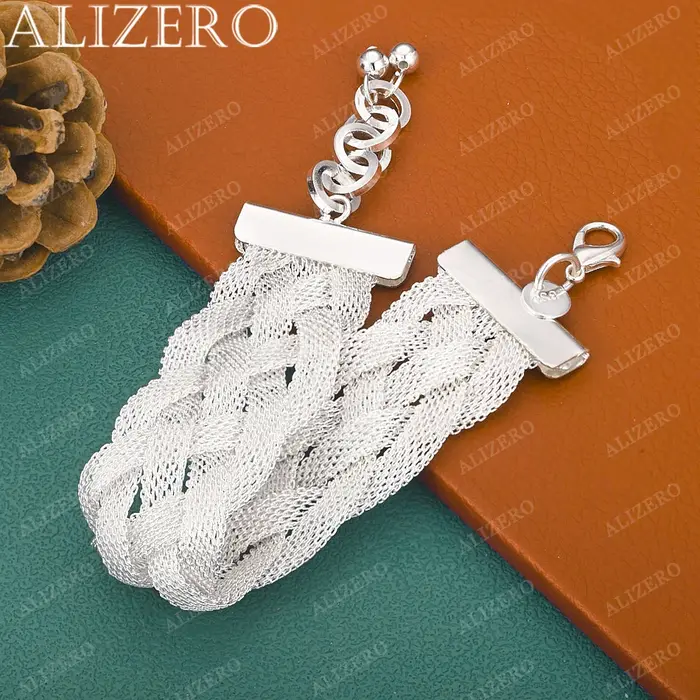 Bracelet en argent sterling 925 tressé pour hommes et femmes, bijoux tendance, accessoires de fête c