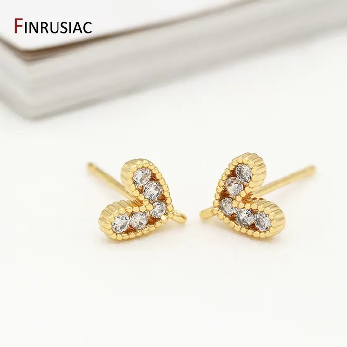 Petites boucles d'oreilles plaquées or 14 carats incrustées, boucles d'oreilles Love, accessoires, c