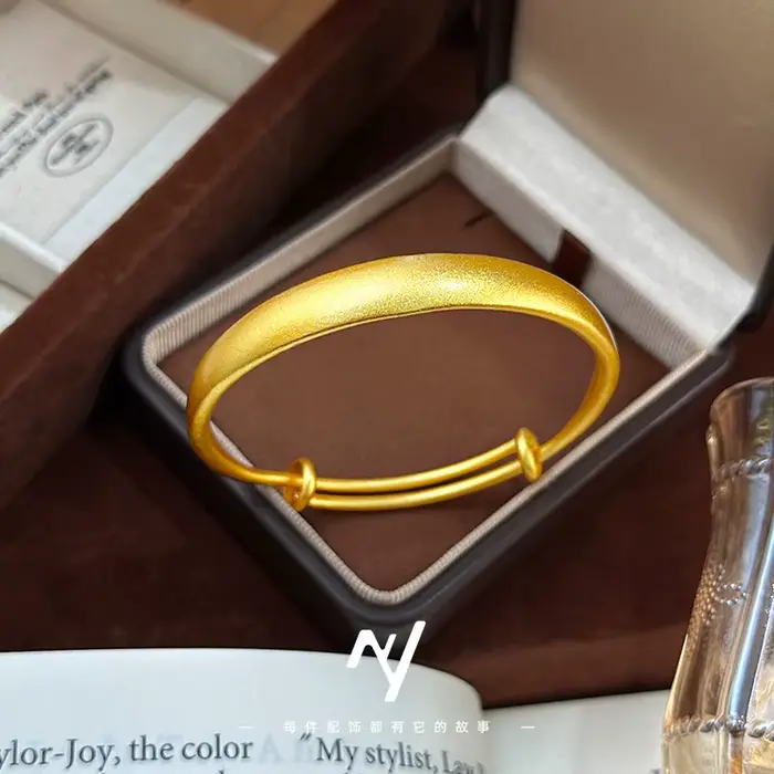 Bracelet en or 9999 sablé, 10 mm, à haute résistance de couleur, pour femme, idéal comme cadeau.