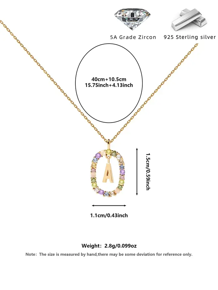 Collier initial en argent sterling S925 avec 26 lettres