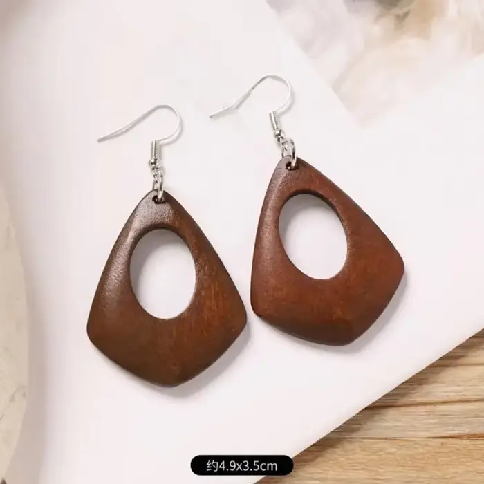 Boucles d'oreilles en bois classiques pour les femmes géométriques longues parfaites pour ajouter une touche vintage aux P9yf