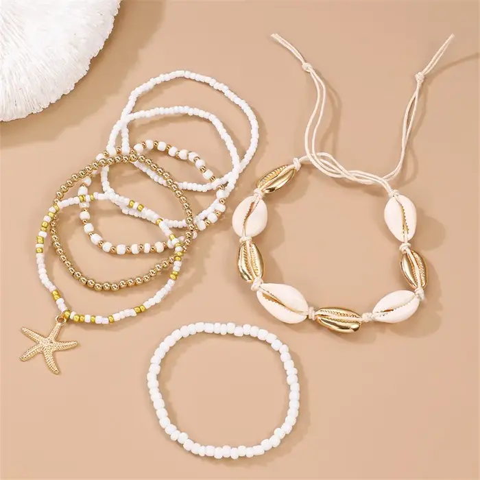 Lot de 3 colliers de plage pour femme : étoile de mer avec perle pendante, bijoux d'été côtiers