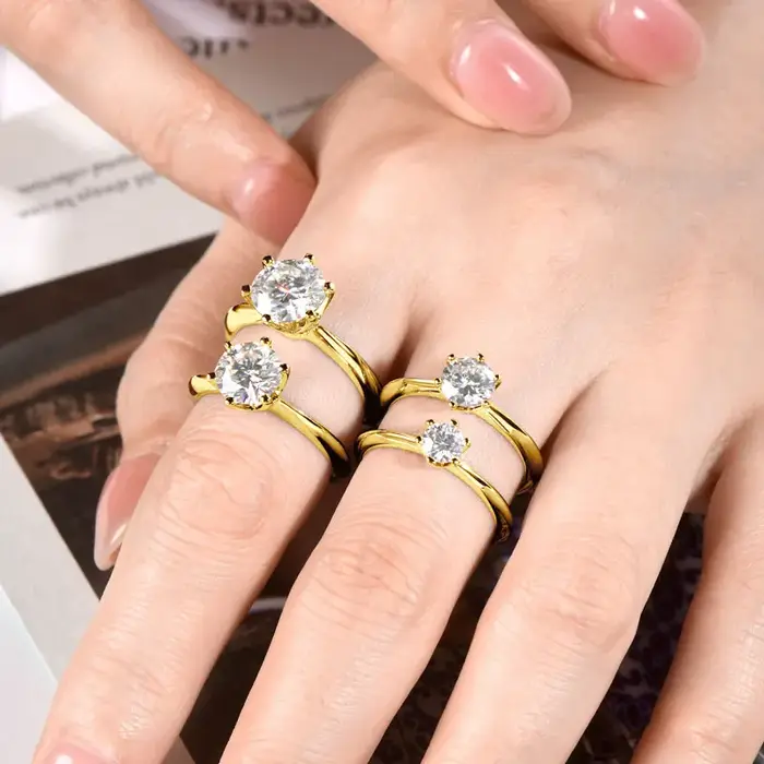 Bague IOGOU en argent sterling 925 sertie de moissanite pour alliance de mariage et occasions spéciales femmes elegance vintage classic trendy fashion