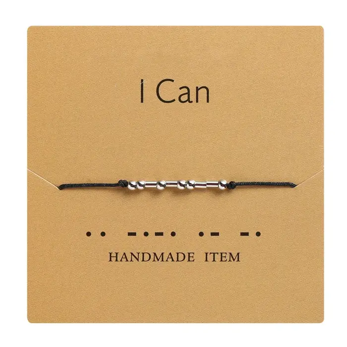 Je t'aime Morse Code lettre breloque Bracelets de perles ami famille jamais abandonner garder va BFF espoir tissé à la main Bracelet réglable