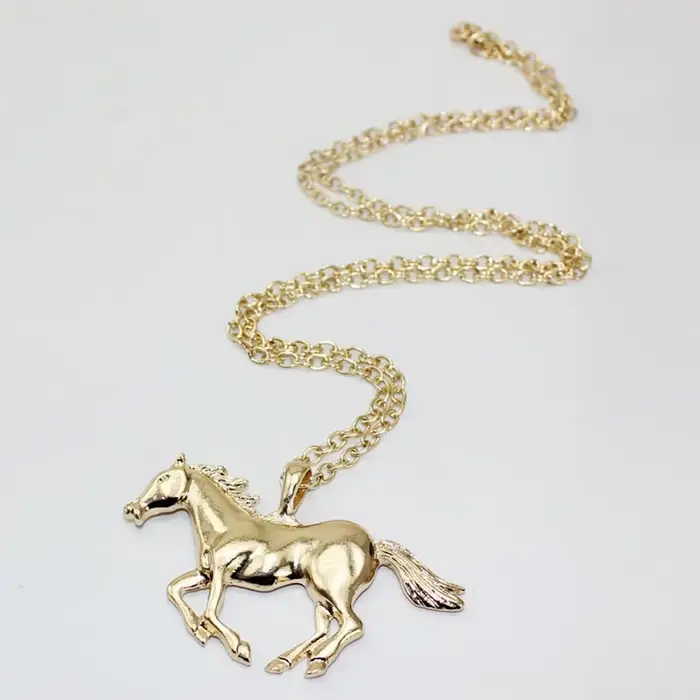 Collier à breloques cheval pour femme, déclaration de bijoux, pendentif en cours d'exécution, mode