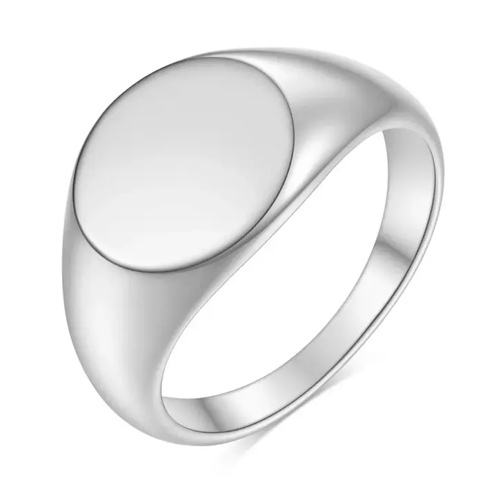 Bague chevalière pour femmes, joint poli, ovale épais, largeur, en acier inoxydable, Simple, Punk, a