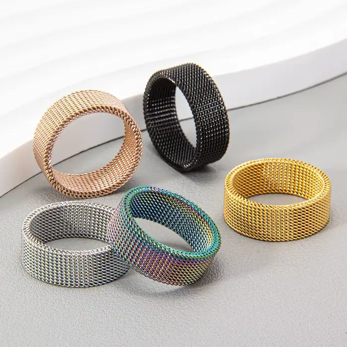 Bague moderne en acier inoxydable à mailles pour homme et femme, bijoux, anneau en maille, Anillos Mujer, Bague, Anel, Aneis