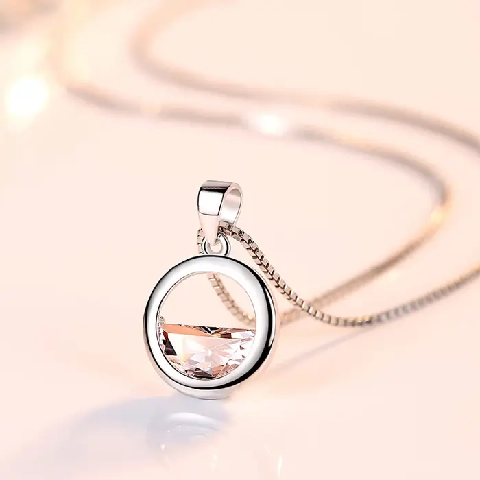Colliers avec pendentif rond en cristal demi-cercle pour femmes