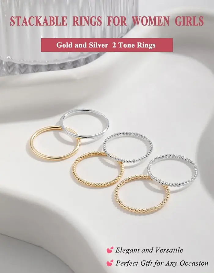 Bague fine empilable de 1.3mm pour femmes