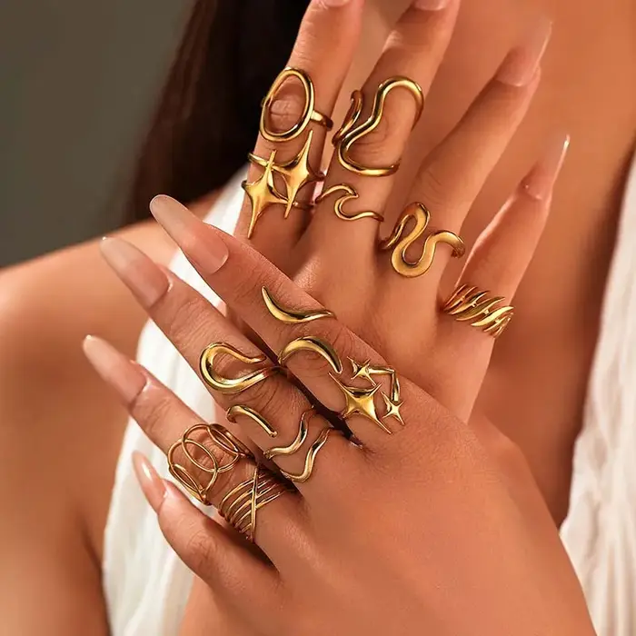 Bagues en acier inoxydable 18K pour femmes