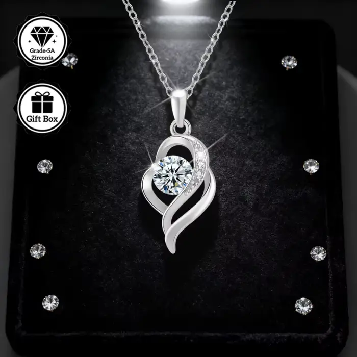 LAMVOICE bijoux pour femmes/collier hypoallergénique, cadeau de noël pour, collier en zircone 1 carat, bijoux de haute qualité
