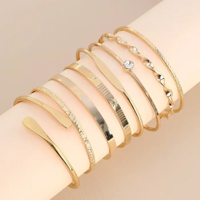 Ensembles de bracelets torsion cristal géométrique style punk pour femmes occasions spéciales