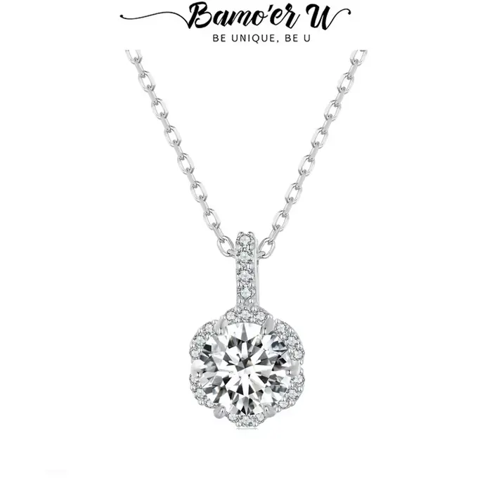 Bamoer U – collier Moissanite 1CT en argent Sterling 925