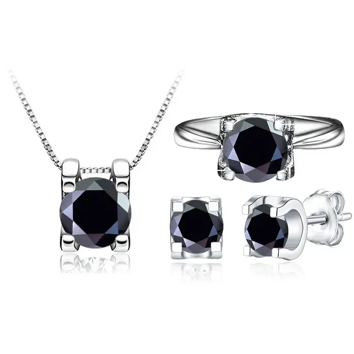 JoyceJelly Ensemble de bijoux en moissanite 1 carat couleur D VVS, boucles d'oreilles, bague et coll