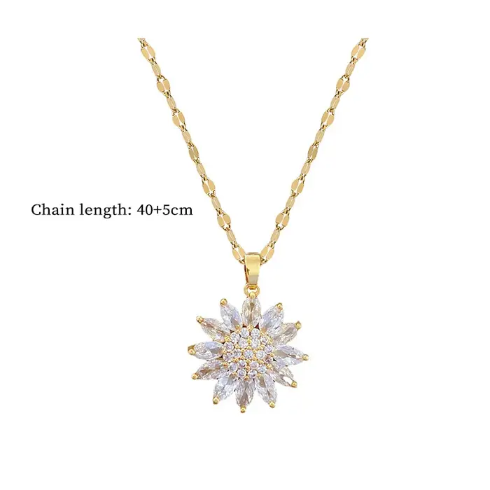 Collier de luxe avec pendentif tournesol en Zircon pour femmes