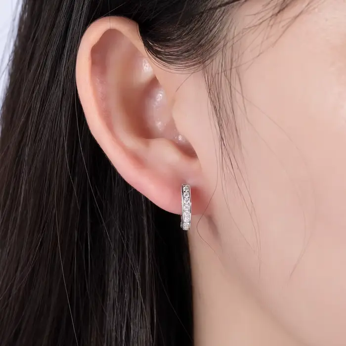 AnuJewel-Boucles d'oreilles créoles d'oreille Moissanite pour femme
