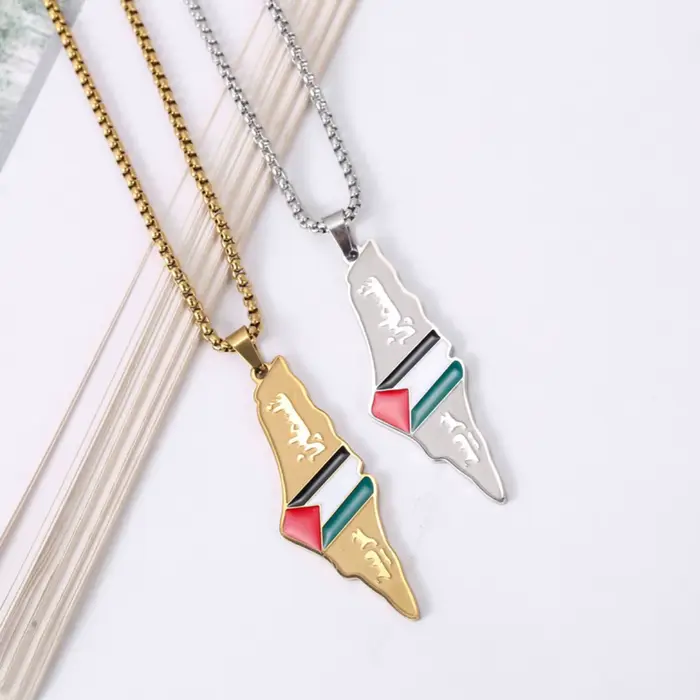 Collier pendentif drapeau palestinien pour femmes et hommes